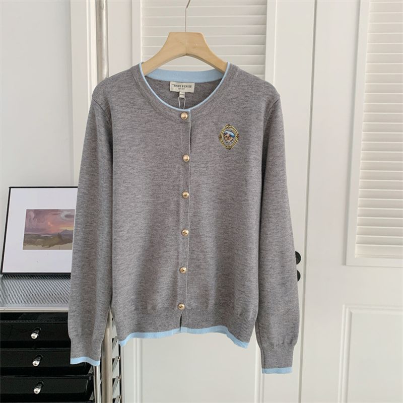 New Women's College Style Fake Two Piece Knitted Cardigan Soft Waxy Sweater Jacket_voghion.com