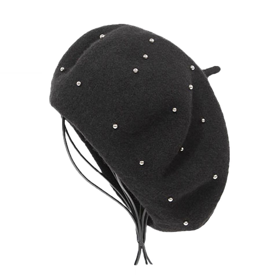 Großer Sale BUTTERMERE Winter Hüte Für Frauen Wolle Schwarz Maler Weibliche Perle Vintage Warme Französisch Berets Damen Weiche Künstler Kappe_voghion.com