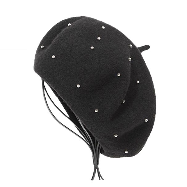Großer Sale BUTTERMERE Winter Hüte Für Frauen Wolle Schwarz Maler Weibliche Perle Vintage Warme Französisch Berets Damen Weiche Künstler Kappe_voghion.com