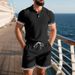Summer Short Sleeve Shorts Two-Piece Set With Turn-Down Collar And Button Sports Casual Suit For Men_voghion.com