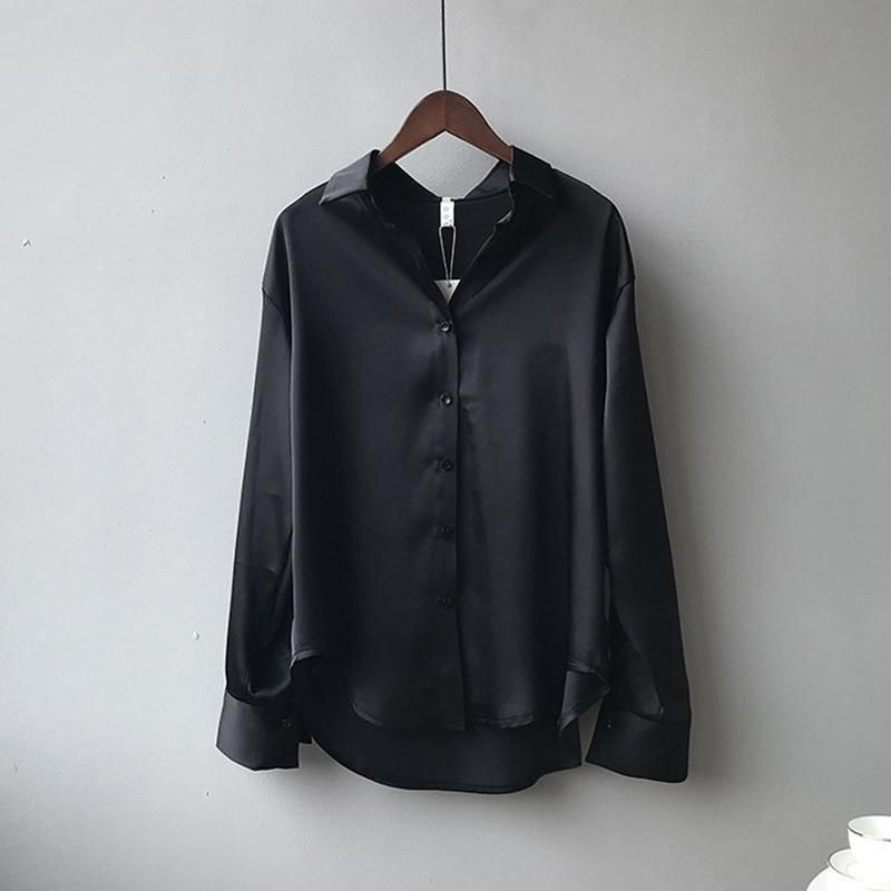 Abbigliamento Donna Moda Satin Seta Camicia Camicetta Camicia Donna_voghion.com