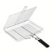 Stainless Steel Folding Handle Tongs Outdoor Multifunctional Grill Net For Grilling Fish, Meat, And Vegetables BBQ Tools_voghion.com