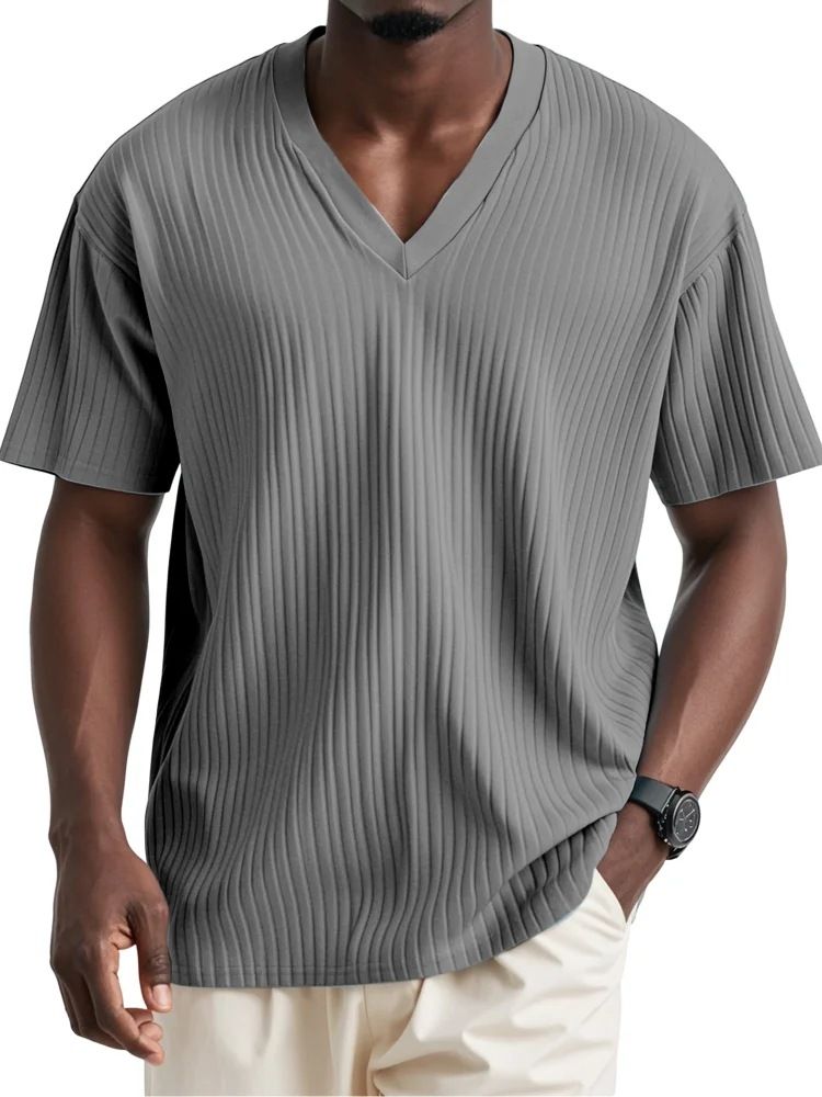 Maglietta estiva da uomo con scollo a V, maniche corte, casual, ad asciugatura rapida, a maniche corte_voghion.com
