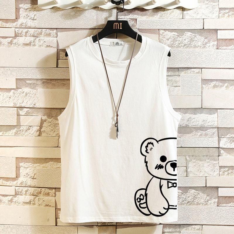 Top/Set Sommer Tank Top Set Herren Schulter T-Shirt Ärmellos Student Atmungsaktiv Fünf-Minuten-Shorts Zweiteiler 12_voghion.com