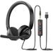 EH10 Professional Wired Headset With USB – 50mm Drivers, Noise-Canceling Mic For Call Centers, Gaming, Office (Black)_voghion.com