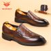 MUDESHEN Brogue Crocodile Pattern Men Slip-On Top Layer Cowhide Business Formal Leather Shoes_voghion.com