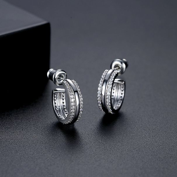 Eleganti orecchini geometrici in zircone da donna in rame con placcatura in rodio o oro 18 carati, da indossare tutti i giorni, piccoli orecchini in zircone intarsiato in rame, adatti per pendolari_voghion.com