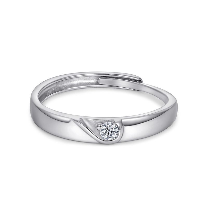 Love shaped wedding ring zircon couple ring design s925 sterling silver diamond ring wedding ring a pair of niche opening_voghion.com