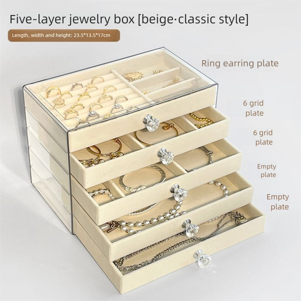 Luxury Jewelry Storage Box Desktop Ring Necklace Earring Organizer Accessories_voghion.com