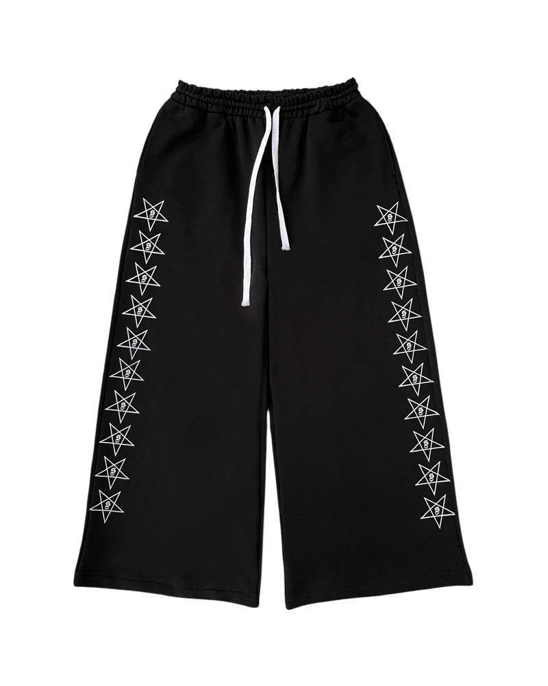 ​​Jogginghose mit Retro-Stern-Print für Damen und Herren – Lässiger Hip-Hop-Jogginganzug mit elastischem Bund (Schwarz, S-4XL)​​_voghion.com