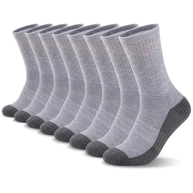 Work & Sports Crew Socks – Moisture-Wicking Polyester Blend Socks For Men (Anti-Slip, Quick-Dry, Breathable, Black/Gray/White, One Size Fits Most)_voghion.com