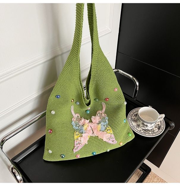 Borsa tote alla moda in maglia a tracolla di grande capacità, stile casual e pigro, per donna, 2025_voghion.com