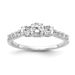 14k White Gold 1/2 Carat Lab Grown Diamond VS/SI+ G+ 1/4 Carat Center Round Semi Mount Three Stone Size 6 Engagement Ring_voghion.com