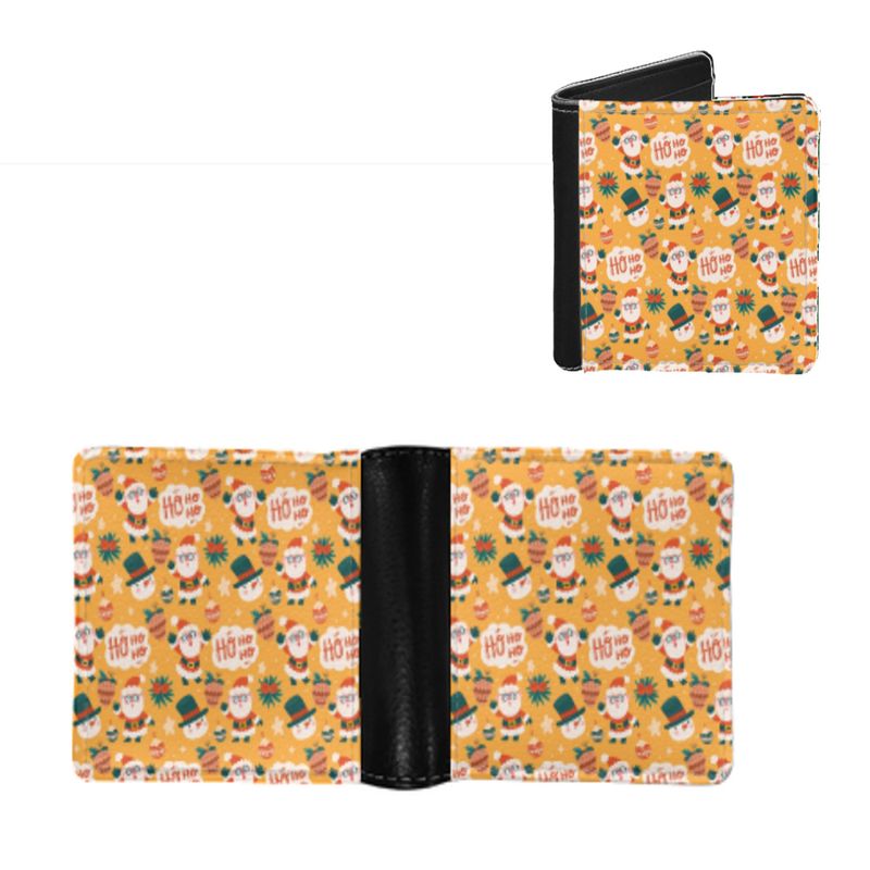 Sac tendance à imprimé dessin animé de Noël pour jeunes, porte-monnaie, portefeuille à deux volets pour hommes, porte-carte d'identité_voghion.com