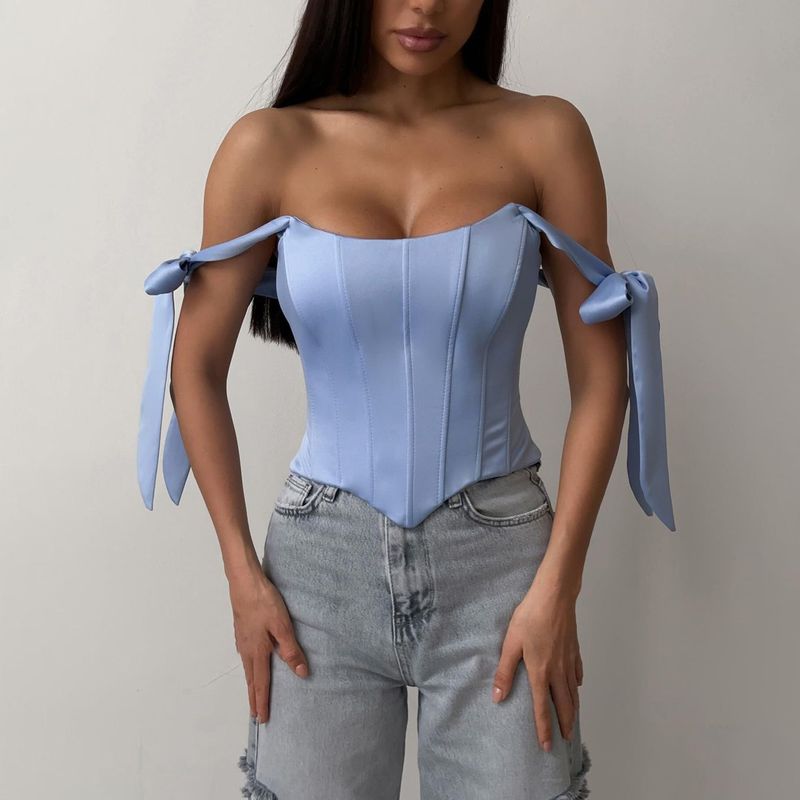 Women's Clothing Fishbone Low Cut Top Pure Outer Wear Strap Bra Hem Irregular Summer Hot Girl Outfit_voghion.com
