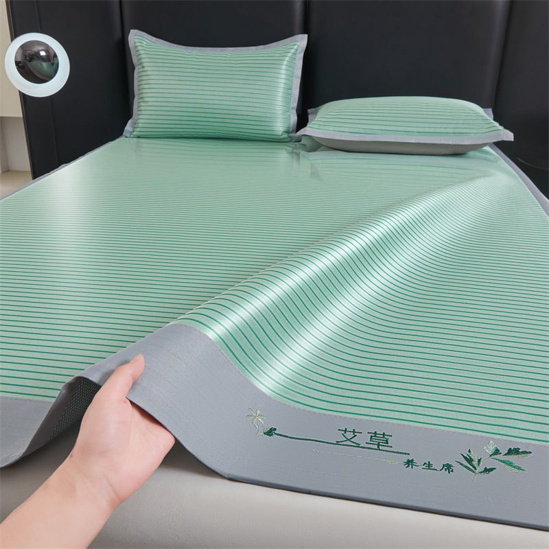 A-Class Ice Silk Cooling Bed Sheet Set - Summer Bamboo Mat With Soft & Breathable Fabric (3-Piece, Washable, Premium Comfort, Gift-Ready Packaging)​_voghion.com