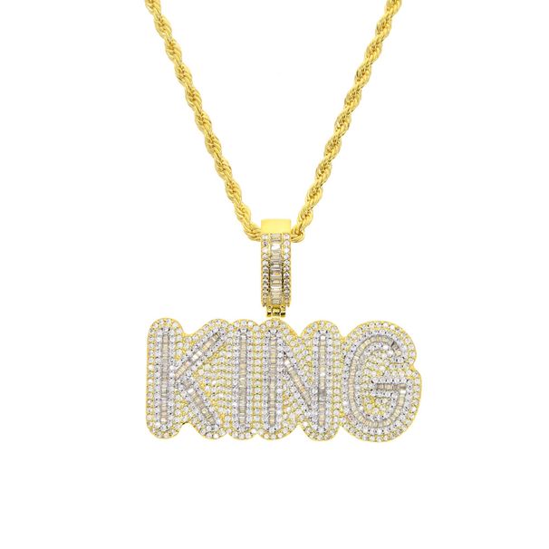 Collier Hip Hop New KING avec pendentif en forme de lettre et plein de diamants pour homme_voghion.com
