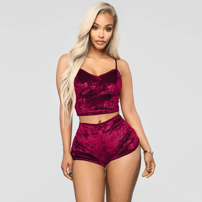 Damenbekleidung Sexy Hot Sale Sexy V-Ausschnitt Schlanke Unterwäsche Multi Color Zweiteiliges Set_voghion.com