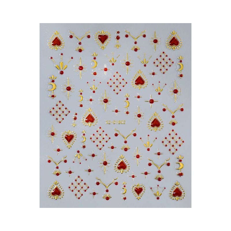 Adesivos de unhas em formato de coração para o Dia dos Namorados - Estrela, Lua e Amor | Arte de unhas autoadesiva para meninas, decoração romântica para o Dia dos Namorados_voghion.com