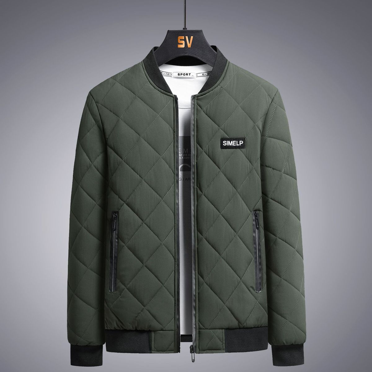 Men's down checkered winter thin cotton jacket, plus size fat coat, men's jacket_voghion.com