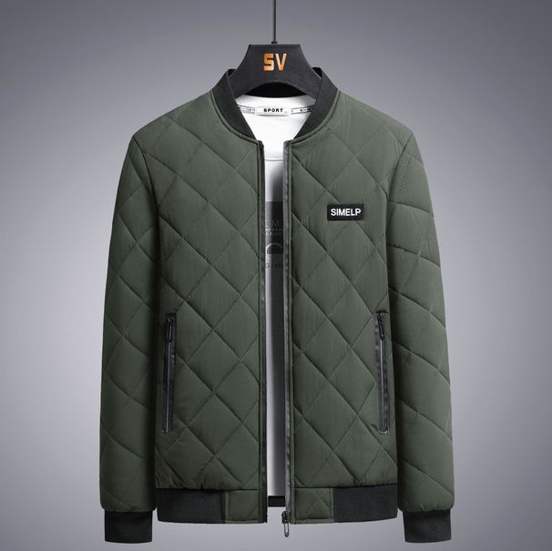 Men's down checkered winter thin cotton jacket, plus size fat coat, men's jacket_voghion.com