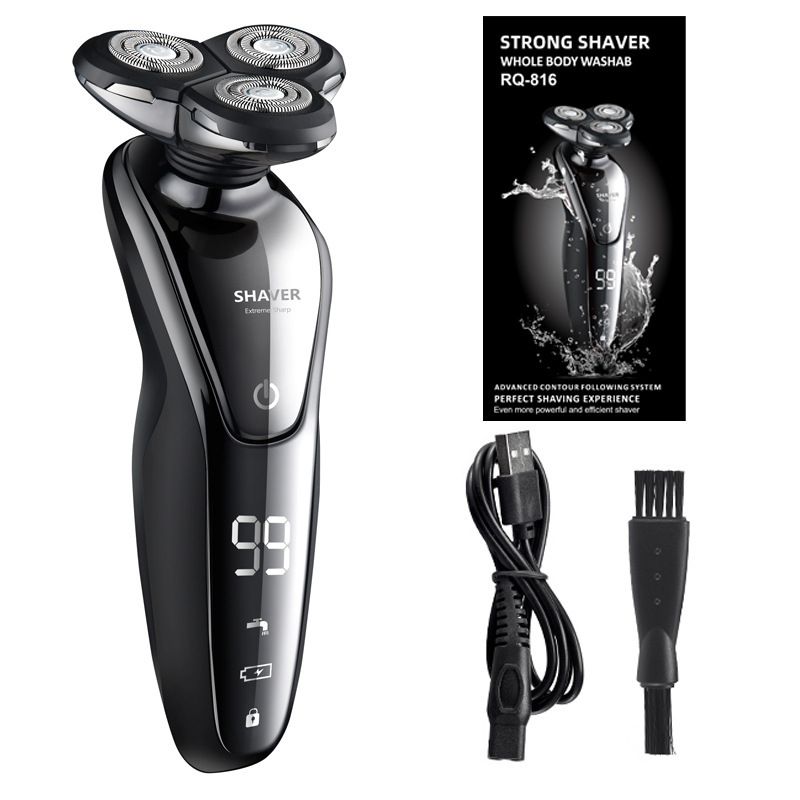 Professional Electric Multifunctional Three Blade Digital Display Rechargeable Shaver With Full Body Water Washing_voghion.com