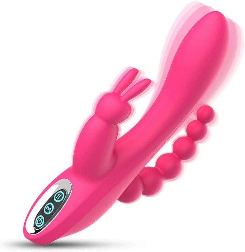 Imimi 3 in 1 vibratore a forma di coniglio, dildo, vibratore ricaricabile, stimolatore del clitoride, giocattoli sessuali con 7 potenti modalità di vibrazione_voghion.com