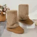 Winterstiefel für Damen aus Schneeplüsch, warm, verdickt, modisch, lässig, Wildleder, dickbesohlte Mittelrohrstiefel, Botas Mujer 240719_voghion.com