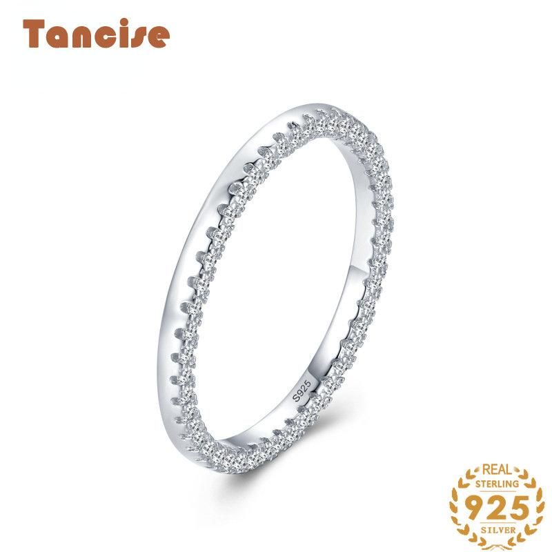 Tancise Anello in argento con zirconi classici Gioielli da donna Promessa di nozze Regalo per feste_voghion.com