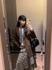 ragazza dolce e salato sciolto manica lunga blazer irregolare gonna scozzese donne 2025 moda autunno set tendenza_voghion.com