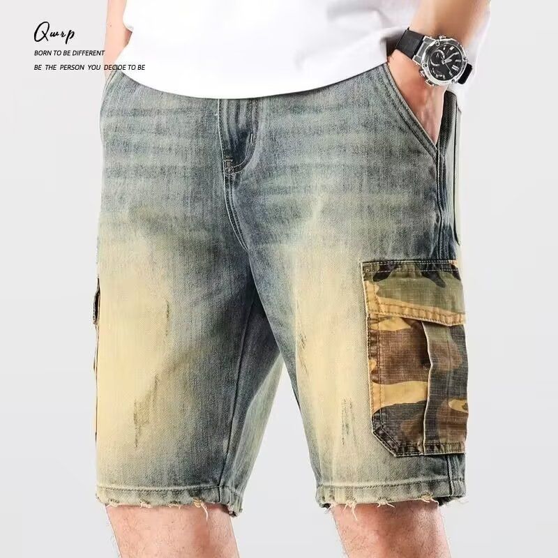 Men's 2024 summer casual youth denim shorts men's trend oversized thin loose pants_voghion.com