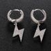Hip Hop Lightning Bolt Earrings For Men And Women - Cubic Zirconia Stud Earrings With Micro-Pave Setting - Trendy Punk Style Jewelry_voghion.com