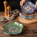 Bohemian Ceramic Dinner Plate Set - Hand-Painted Under Glaze Deep Dish (10.5 Inch, Microwave & Dishwasher Safe)_voghion.com