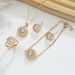 Set di gioielli da donna, alla moda, squisito, con due file di zirconi cubici rotondi, orecchini, collana, bracciale e anello, quattro pezzi._voghion.com