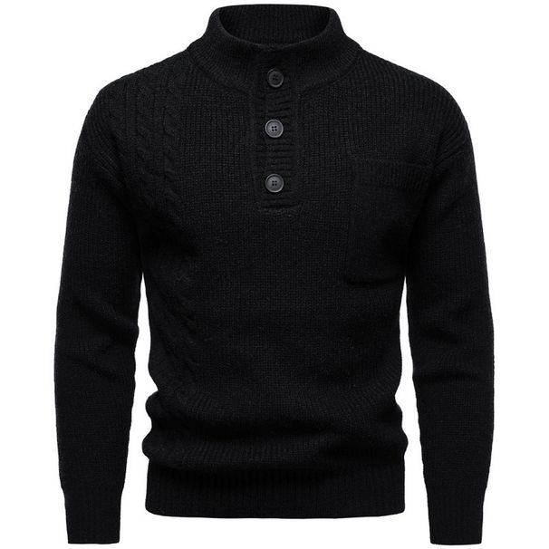 Men's Style Henley Neck Knit Sweater, Casual Long-Sleeve Pullover, Versatile Batwing Slim Fit Thermal Top For Autumn & Winter_voghion.com