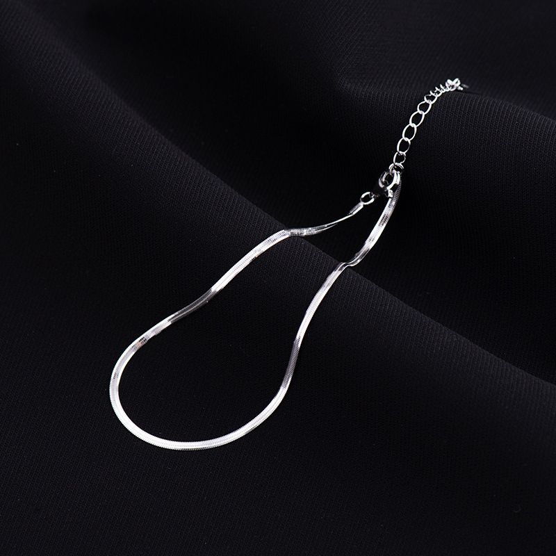 S Pure Silver Smooth Snake Bone Anklet For Women New Ins Style Light Luxury Versatile Niche Design High-end Chain Foot_voghion.com