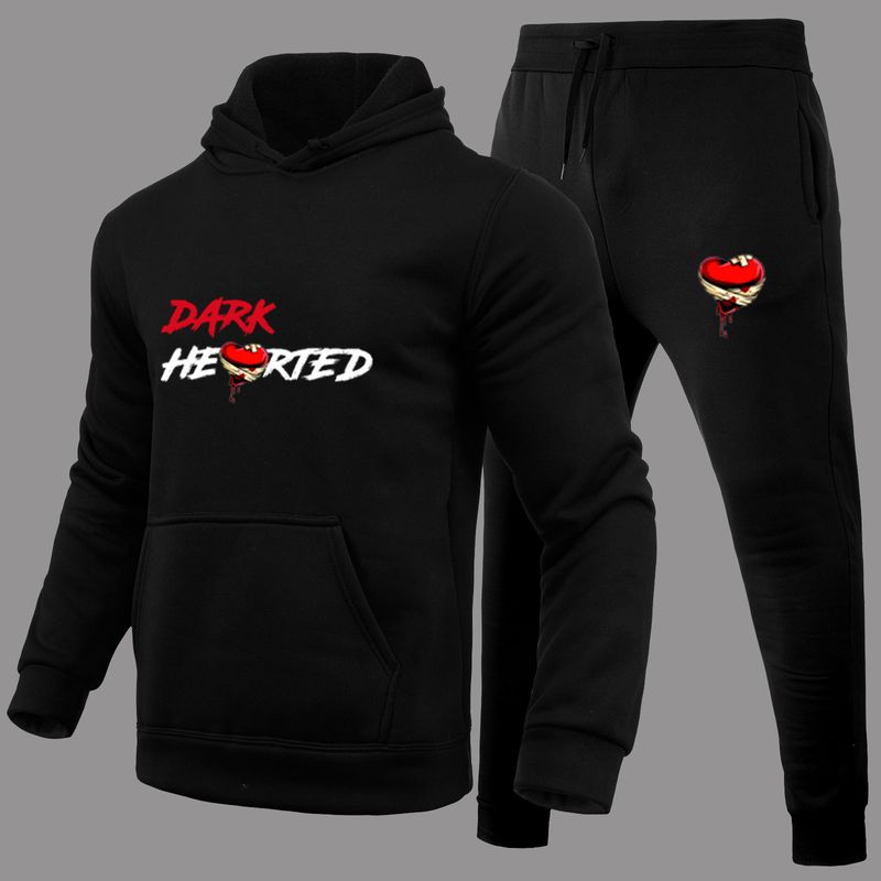 New 2023 Spring And Autumn Pink Men's Hooded Sportswear Tracksuit Set Suit Slim Fashion Hoodie + Pants Set Two Piece_voghion.com