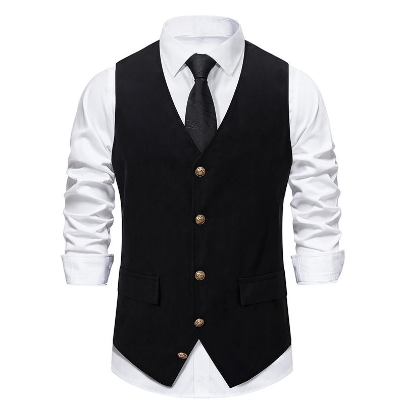 Chaleco medieval vintage para hombre, chaleco ajustado informal para hombre_voghion.com