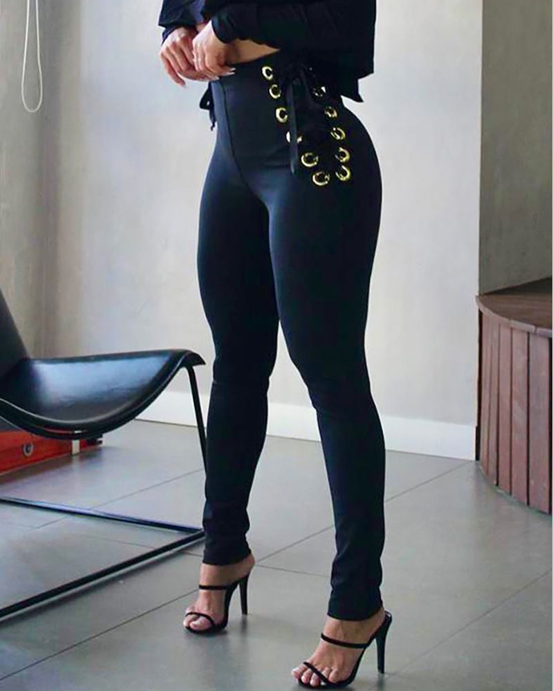 Collant stringati con lacci laterali in vita sexy alla moda da donna_voghion.com
