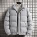 Men's Clothing Winter Padded Coat Warm Stand Collar Jacket, Loose Fit Casual Outerwear, Thickened Polyester Shell, Black/Grey/Navy Blue, Sizes M-5XL_voghion.com