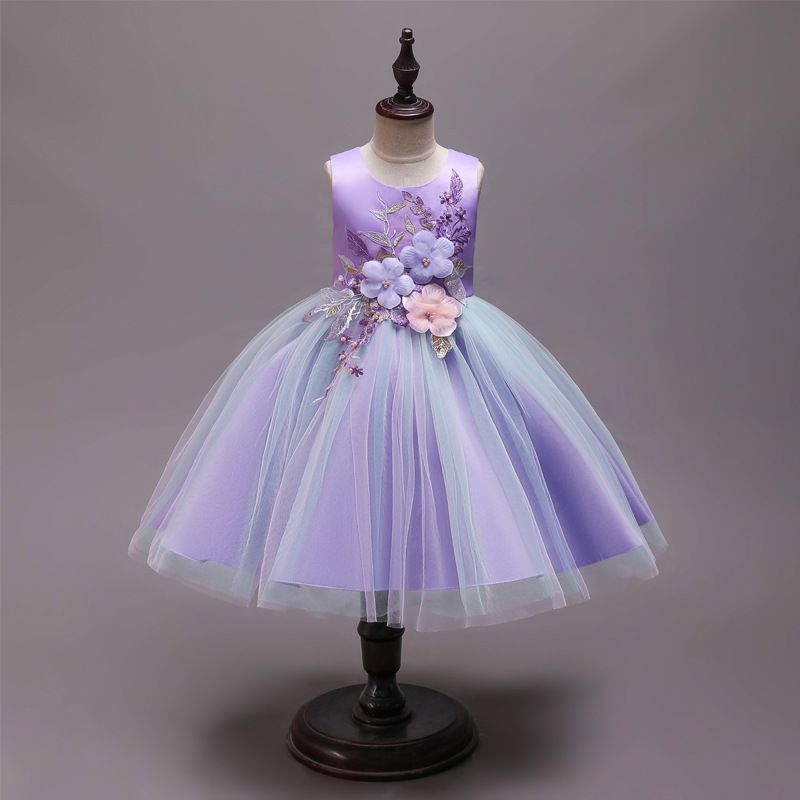 3 12 Years Old Dress New Style Girl Wedding Dress Color Matching Puffy Skirt European And American Princess Dress Wholesale_voghion.com