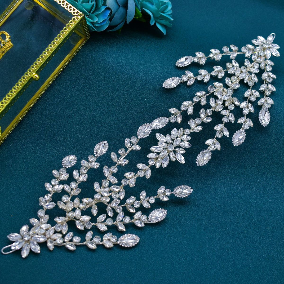 Coafură de mireasă lucrată manual cu strasuri, bandă de păr, bandă de păr, accesorii de păr, accesorii de petrecere de nuntă_voghion.com