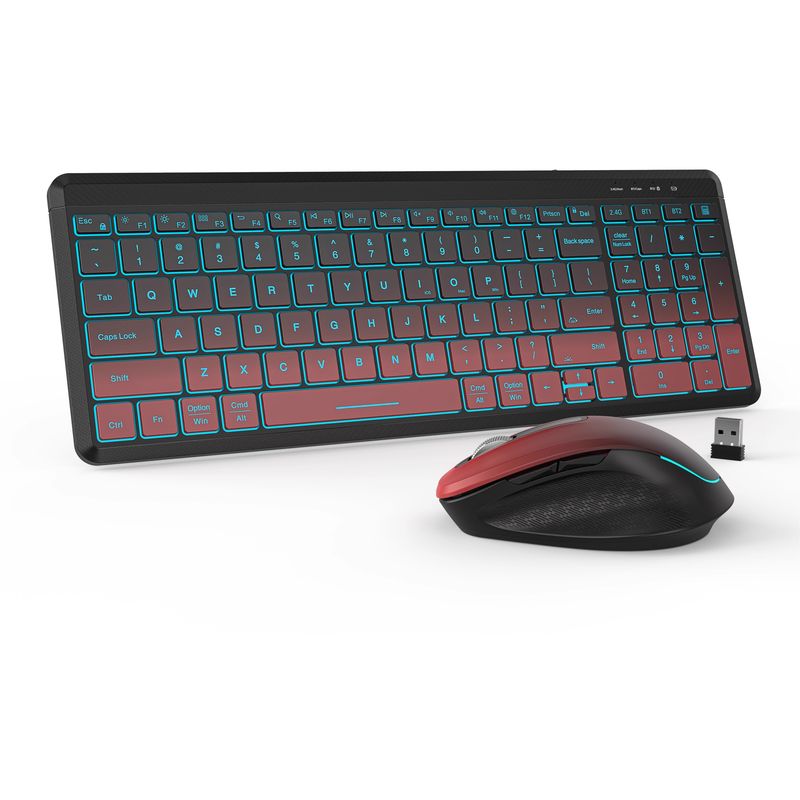 Uppladdningsbar trådlös Bluetooth Office Key Suit Mute Ergonomisk dator med bakgrundsbelysning externt tangentbord och mus_voghion.com