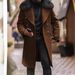New casual woolen solid color slim fit double breasted youth men's coat fur collar_voghion.com