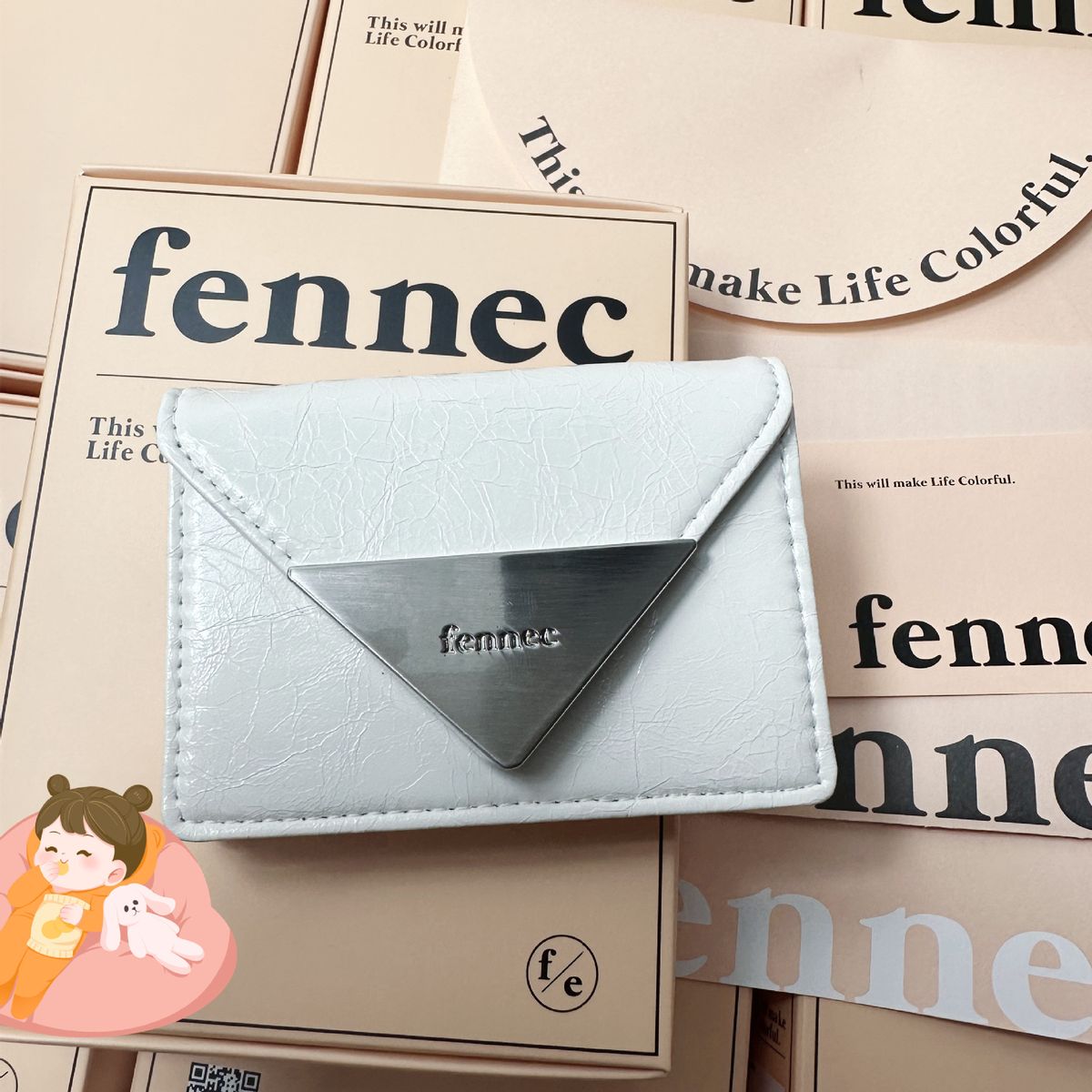 New Korean niche fennec cowhide truck bag with triangular flap, identification card bag, classic change multi-color_voghion.com