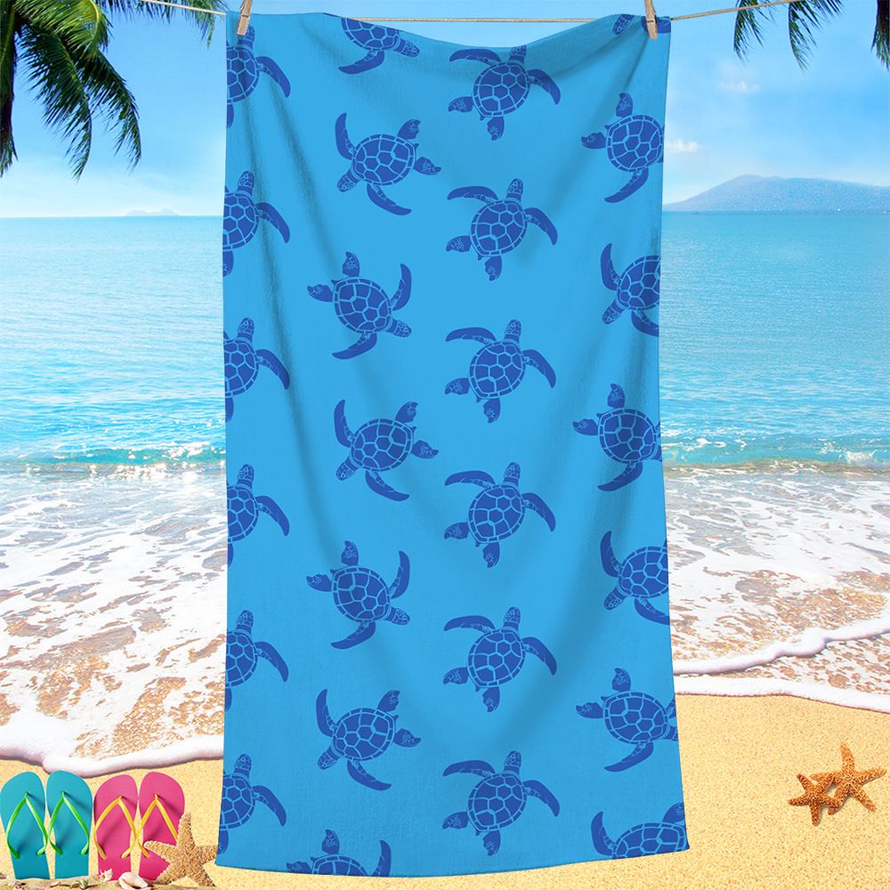 Turtle striped beach absorbent towel, ultra-fine fiber digital printed striped beach towel, pineapple bath towel_voghion.com