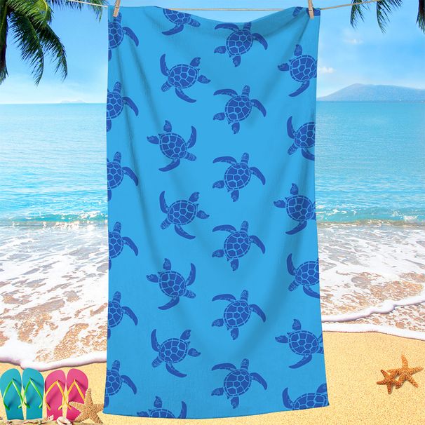 Turtle striped beach absorbent towel, ultra-fine fiber digital printed striped beach towel, pineapple bath towel_voghion.com
