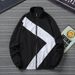 Men's Color Block Casual Jacket With Hood - Lightweight Stand Collar Windbreaker For Spring & Autumn_voghion.com