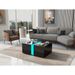 Hochglanz Couchtisch Mit Fernbedienung 16 Farben LED Lichter, Versenkbares Fach, LED Sofa Ablagetisch Für Wohnzimmer, 73*60*34cm Hochglanz Schwarz_voghion.com