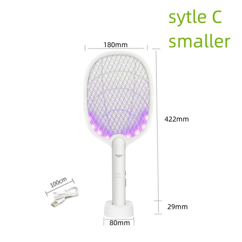 2 In 1 Mosquito Racket USB Rechargeable Fly Zapper Swatter With Purple Lamp Seduction Trap Summer Night Baby Sleep Protect Tools_voghion.com